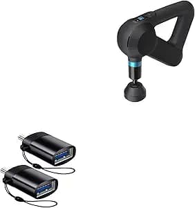 BoxWave Cable Compatible with Therabody Theragun Elite - USB-C to A PortChanger (2-Pack), USB Type-C OTG USB Portable Keychain - Slate Black