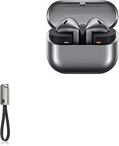 BoxWave Cable Compatible with Samsung Galaxy Buds3 - USB Type-C Keychain Charger, Key Ring USB Type-C to Type-A 8 in USB Cable - Jet Black