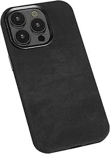 Case for iPhone 12 Pro Max/12 Pro/12, Microfiber Leather - Soft Touch, Anti-Fingerprint, Compatible with MagSafe, Precise Fit with Metal Independent Buttons,Black,12