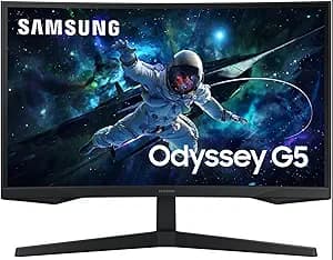 Samsung 32" Odyssey G55C Curved Monitor (2560x1440) 165Hz 1ms(MPRT) QHD Display, VESA Mount (75x75mm) 2026 Latest Model - LS32CG552ENXZA (Renewed)